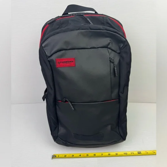 Timbuk2 Backpack OS Black Red Zippers Slim laptop travel commuter READ FLAWS - Picture 11 of 16